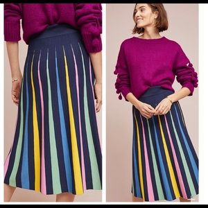 Anthropologie Maeve Rainbow Pleated Skirt XS